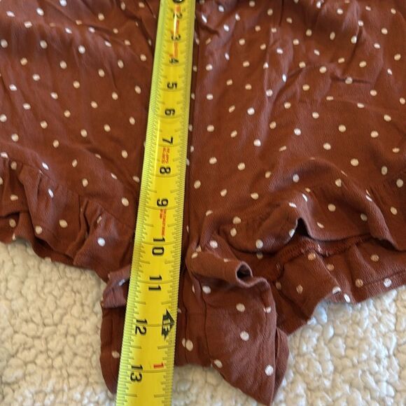AMERICAN EAGLE brown polka dot ruffle elastic waist wrap skort women’s size XS - Picture 4 of 9